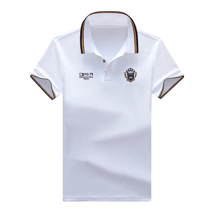 New Men's Casual Embroidery Short Sleeve Polo Shirt Fashion Solid Color Top