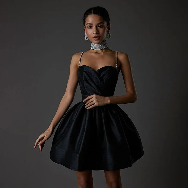 Evening Dresses: Women's Sleeveless Spaghetti Strap Mini Dress Ladies Y2k Retro