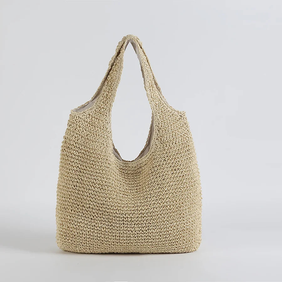Rattan Women Shoulder Bags Wicker Woven Female Handbags Large