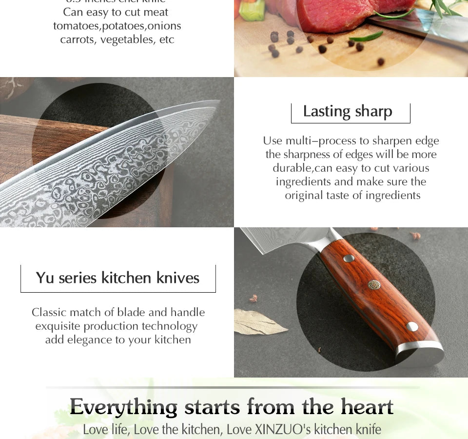 8.5 Inch Chef Knives High Carbon Chinese VG10 67 Layer Damascus Kitchen