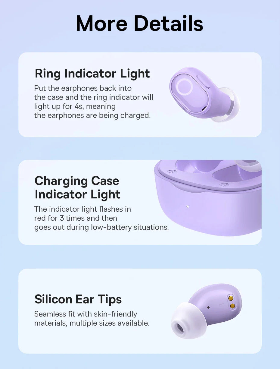 Baseus WM02 TWS Wireless Earphone Bluetooth 5.3 Headphone Headset True Wireless Earbuds Handsfree Ear Buds For iPhone 14 Pro Max