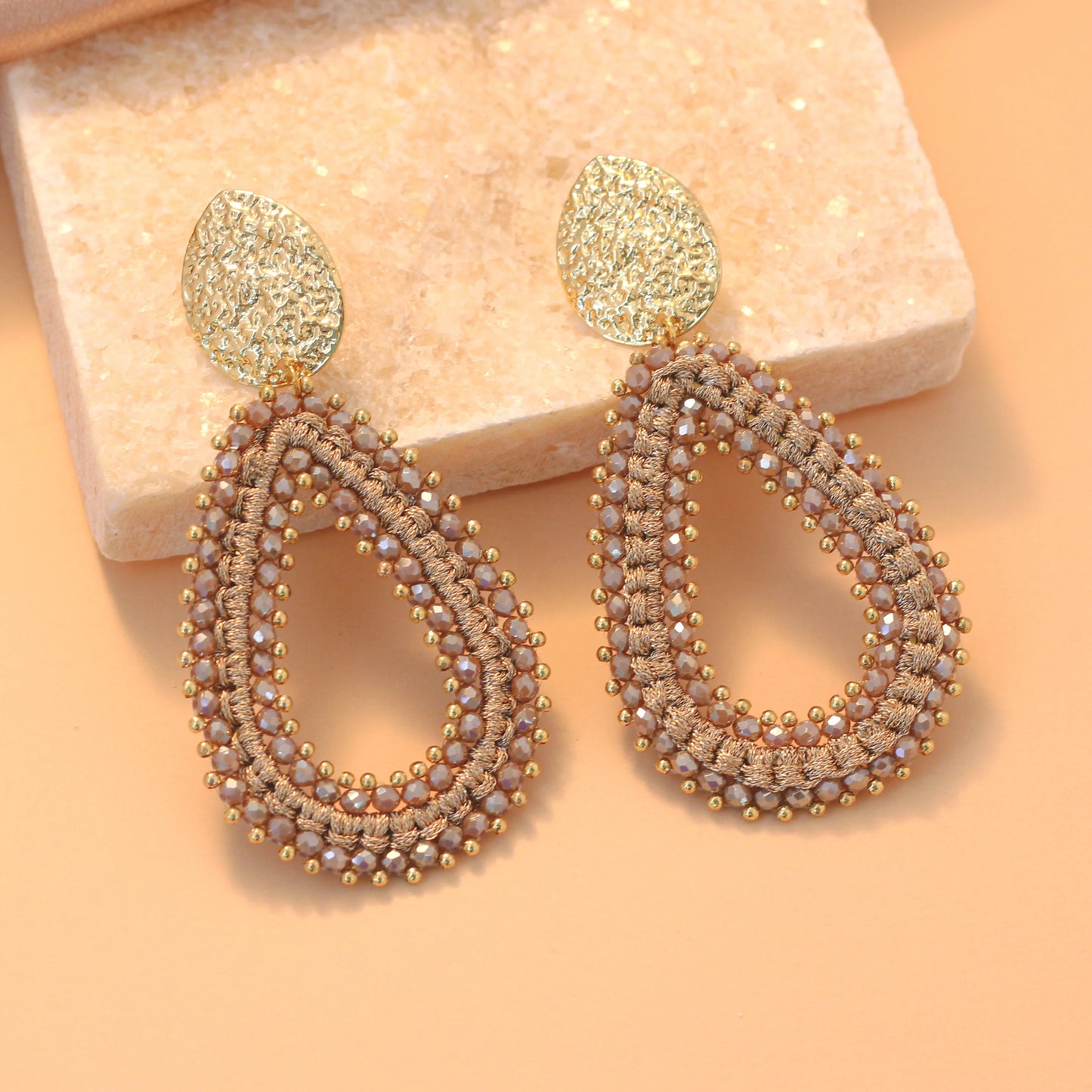 INKDEW Big Water Drop Shape Drop Earrings For Women Colorful Beads Handmade Threading Crystal Long Earrings Jewelry Gift EA144