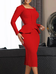 Plus Size Long Sleeved Fashionable Commuting Temperament Elegant Ruffled