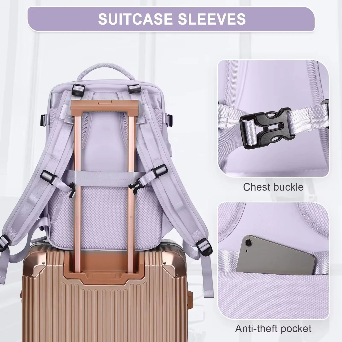 Buylor Travel Backpack for Women 40x25x17 Airplane Cabin Backpack Carry-On Luggage 14inch Laptop Backpack Casual Schoolbackpack