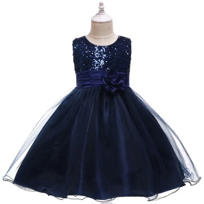 Girl Dress Flower Embroidered Bow Princess Dress Children Lace Mesh Tutu Wedding
