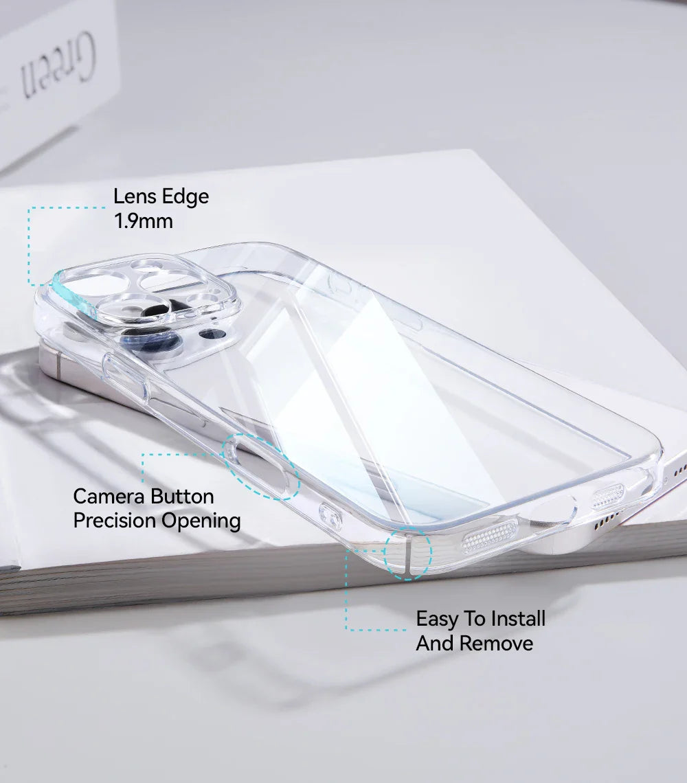 Joyroom For iPhone 17 16 15 Pro Max Case Lens Protection Anti-Yellow Case For iPhone 17 16 Pro Max Transparent Shockproof Cover