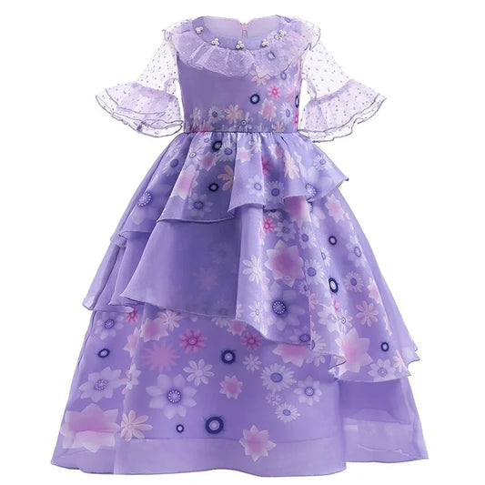 Princess Purple Fancy Ruffles Birthday Party Dress Up Gown For Girls Halloween