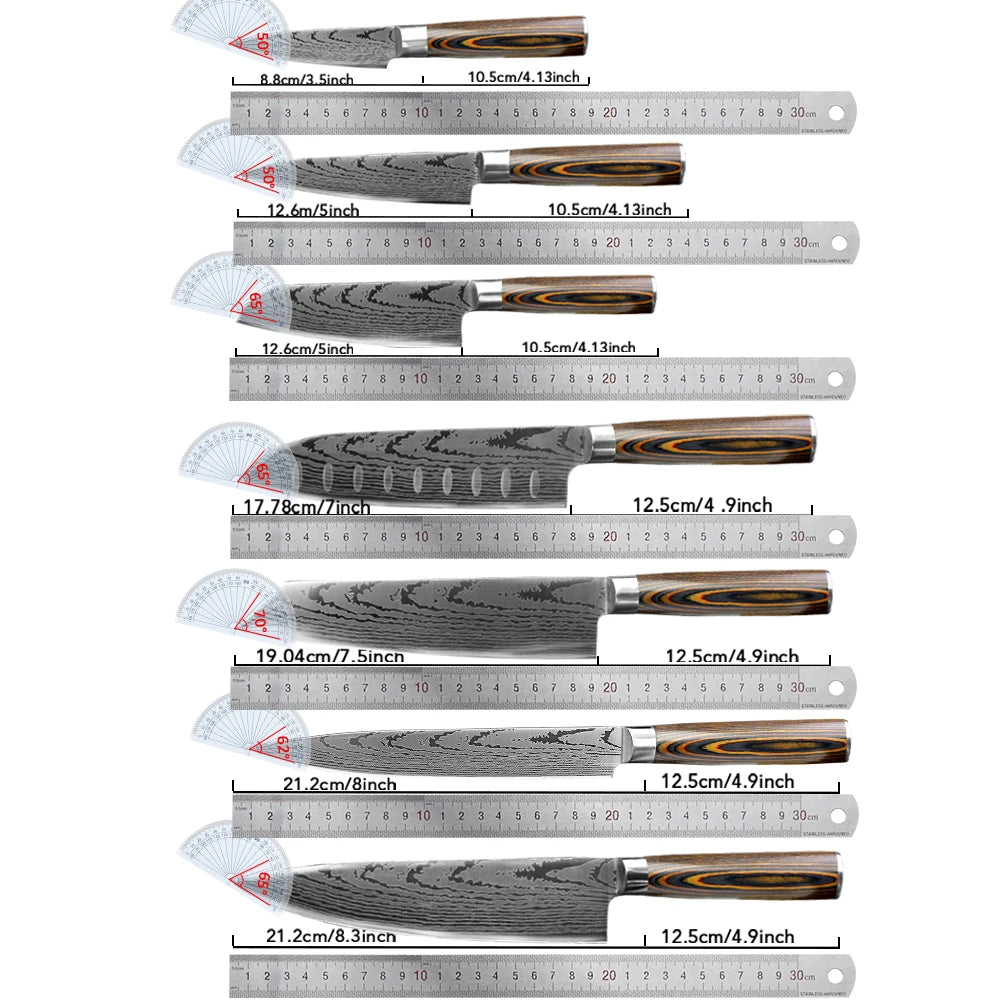 Kitchen Knife Set Chef Knives Japanese 7CR17 440C High Carbon Stainless Steel