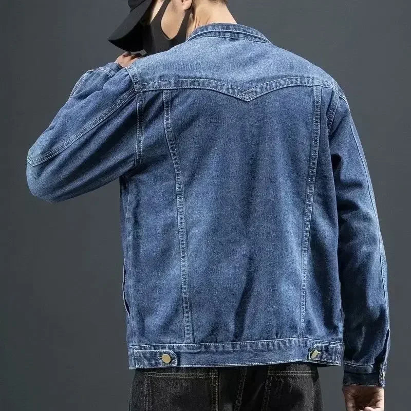 Denim Jackets Man Black Jeans Coat for Men Padded Wool with Sheep Button