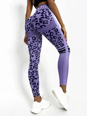 Women Leopard Seamless Yoga Pants High Waist Lifting Hip Honey Peach Hip Fitness