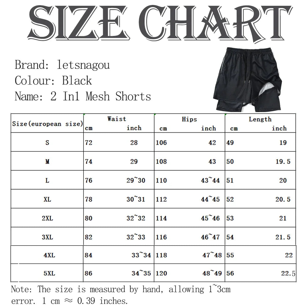 Anime Short Gyms Bilayer 2-in-1 Sports Shorts For Men Sweat-absorbent