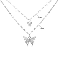 Shiny Butterfly Necklace Exquisite Double Layer Clavicle Chain Jewelry For Ladies Gift