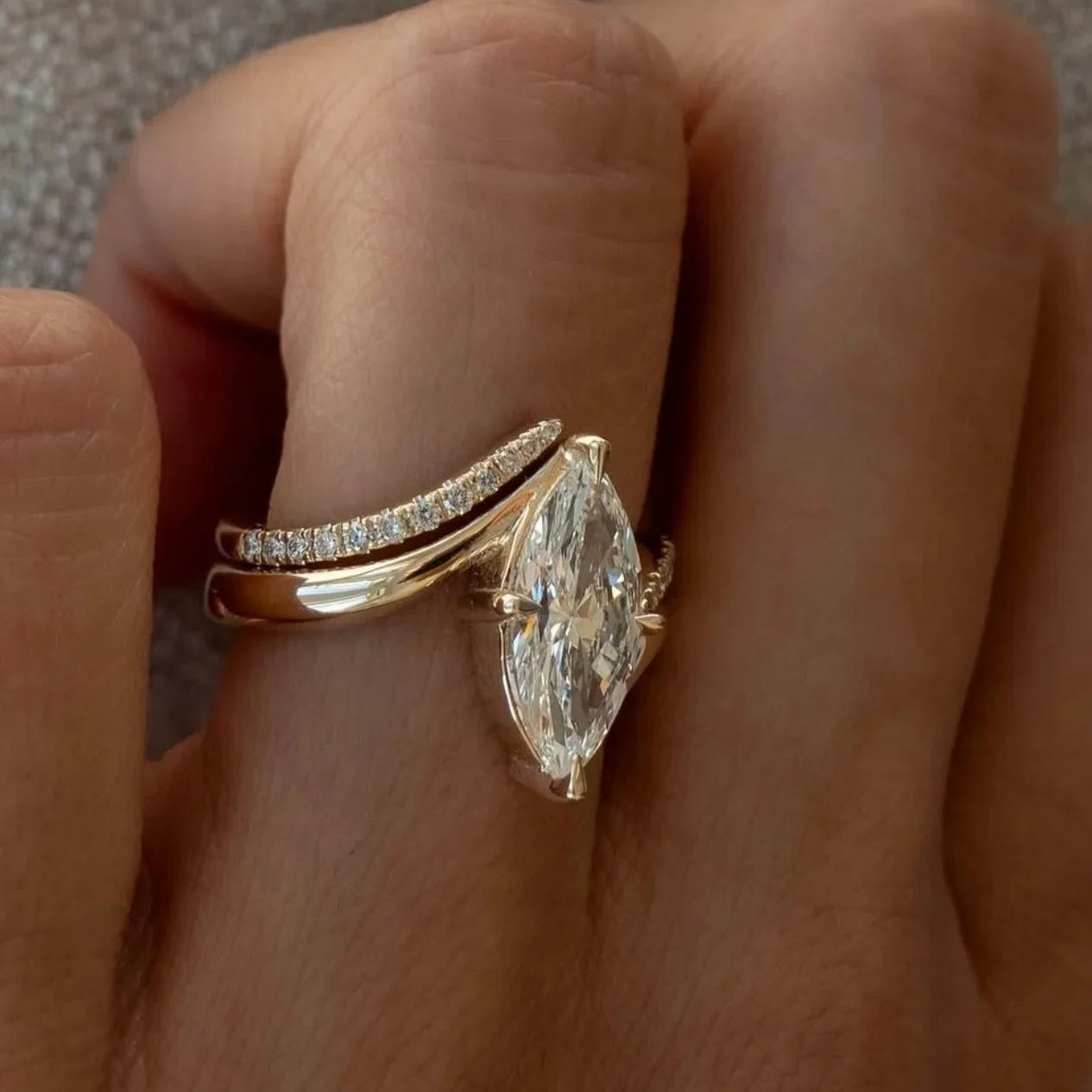 2PC 3CT Marquise Moissanite Bridal Wedding Set, S925 Sterling 925 Silver Anniversary Stackable Rings Fine jewelry