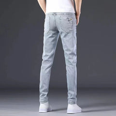 3 Colors 2023 Men Cotton Jeans Korean Style Stretch Slim Fit Denim Pants