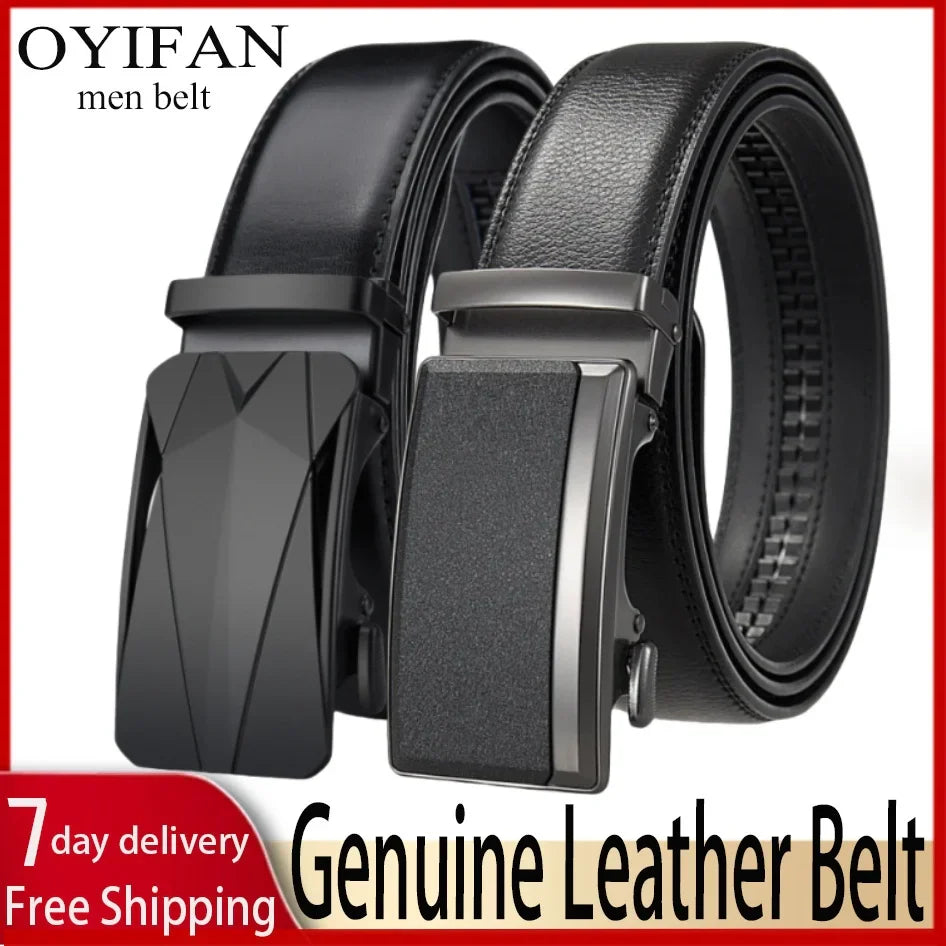 Genuine Cow Leather Automatic Belt For Men Formal Automatic Buckle Belt Genuine Leather Mens business Strap