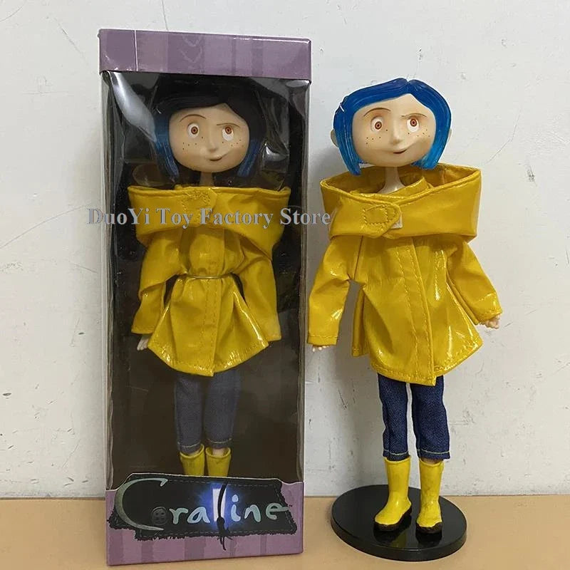 NECA Anime Coraline Doll Articulated Anime Figure Raincoat Sweater In Striped Shirt Toy LA Girl Decoration Model Bithday Gifts