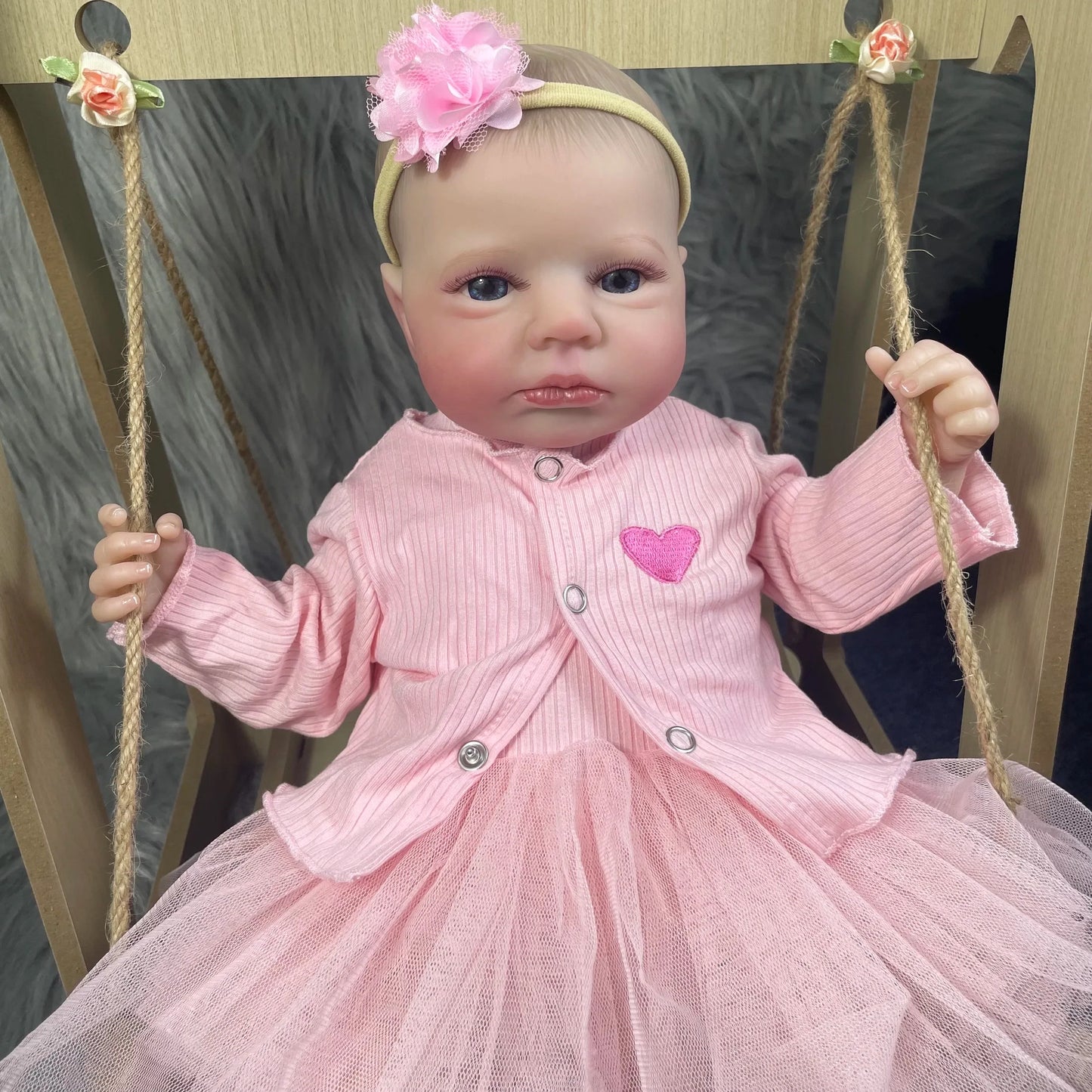 MRB 50CM LouLou Awake Princess Girl Reborn Baby Doll Open Blue Eyes 3D Skin Visible Veins Collectible Doll Toy Christmas Gift