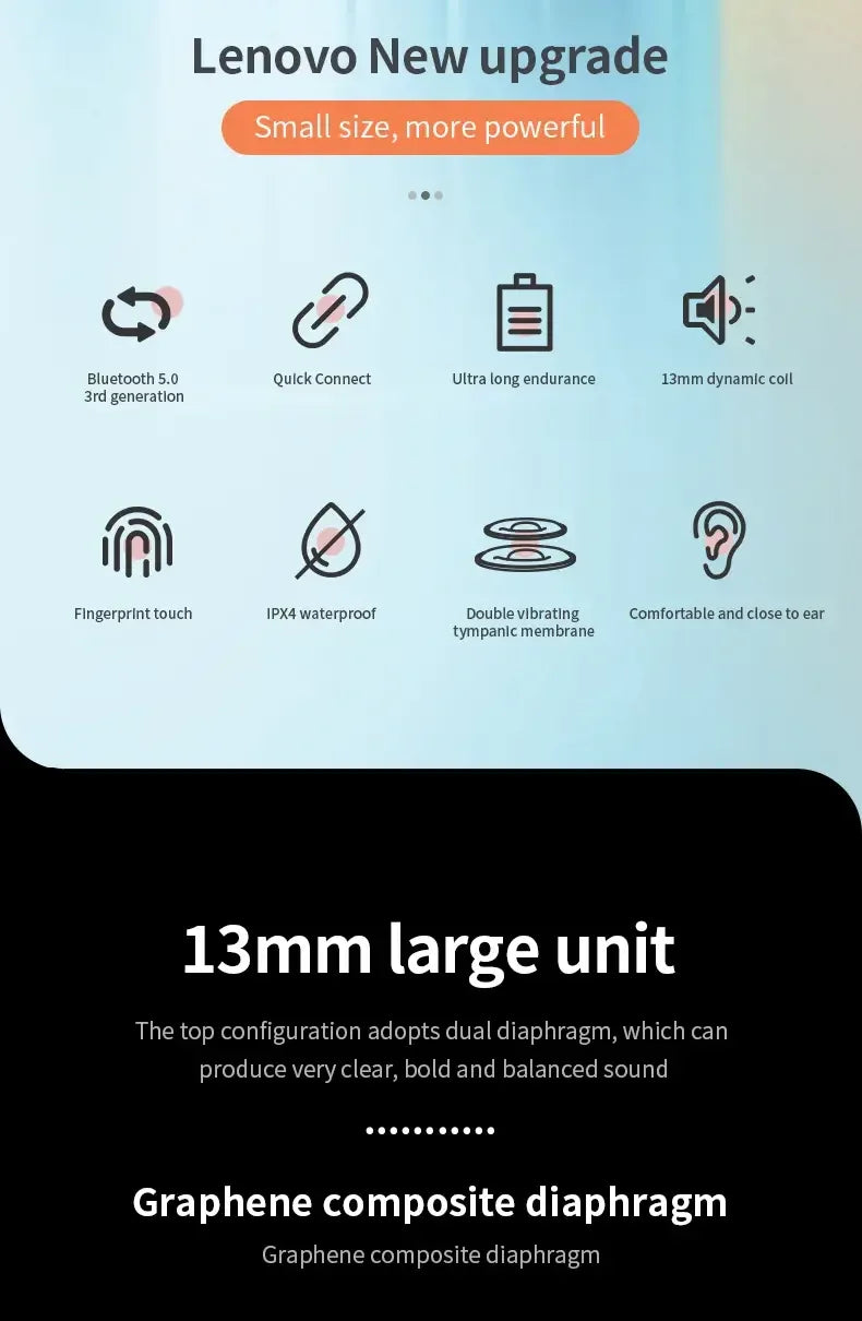 Choice Lenovo LP40 Bluetooth Earphones TWS Immersive Sound HIFI With Mic Wireless Headphones Touch Control HD Call Game Earbuds