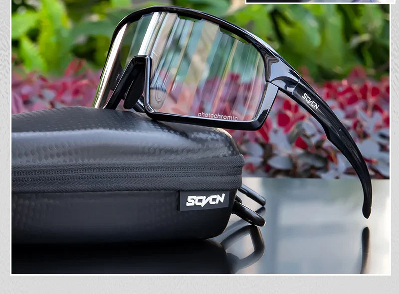 SCVCN Photochromic Cycling Sunglasses Cycling Glasses UV400 Bicycle Eyewear Sports MTB Outdoor Bike Goggles Sunglasses Eyepieces