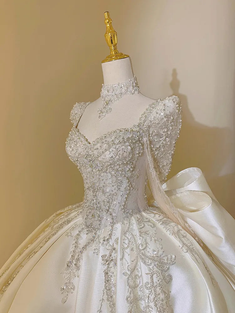 White Bridesmaid Dresses: Wedding Dress Plus Size Custom Lace Up Bridal Ball Gown