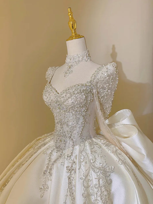 White Bridesmaid Dresses: Wedding Dress Plus Size Custom Lace Up Bridal Ball Gown