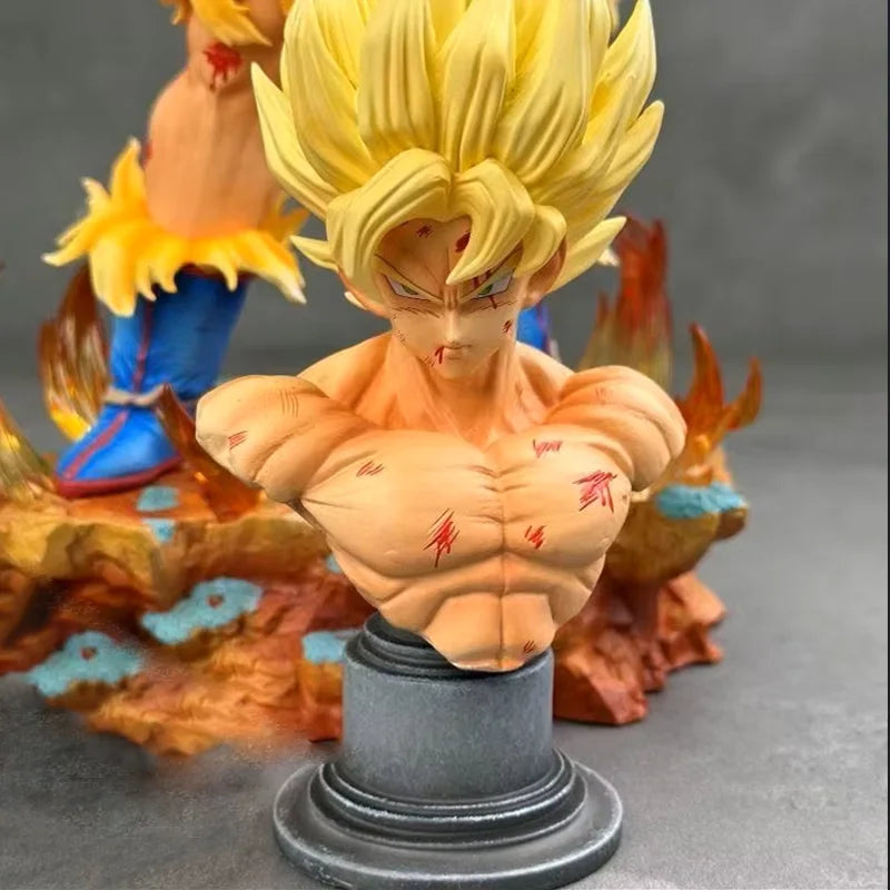 Jt Statue Dragon Ball Z Son Goku Figure Replaceable Heads Led Base Super Saiyan Goku Action Figures Collection Mode Toys Gifts