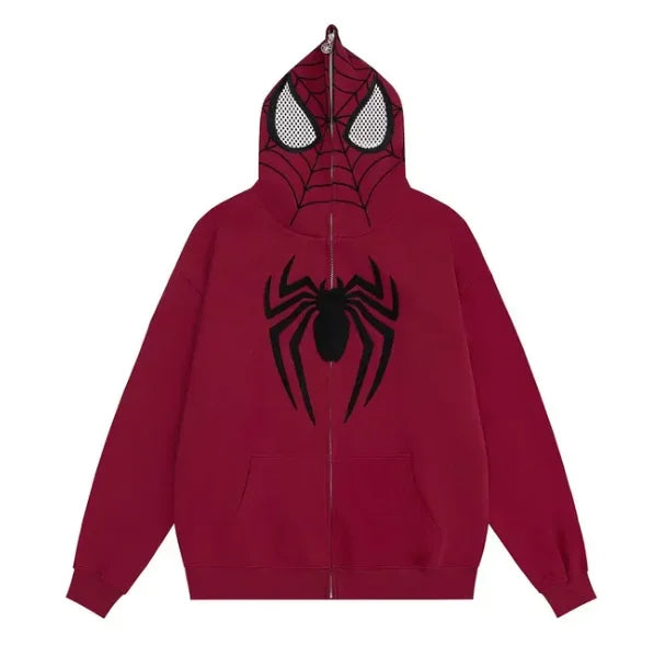 Streetwear Zip Up Hoodie Men Women Y2K Gothic Embroidery Hoodie