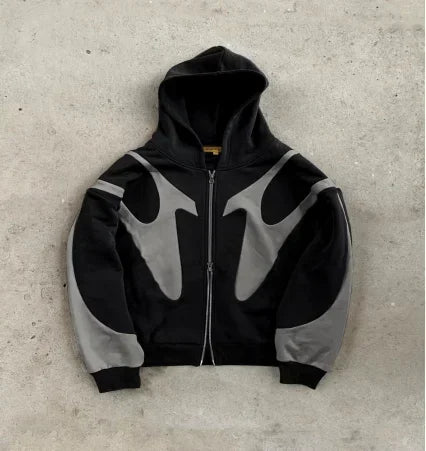 Y2k Streetwear Hoodie Gothic Retro Three Dimensional Line Hooded Sweatshirt