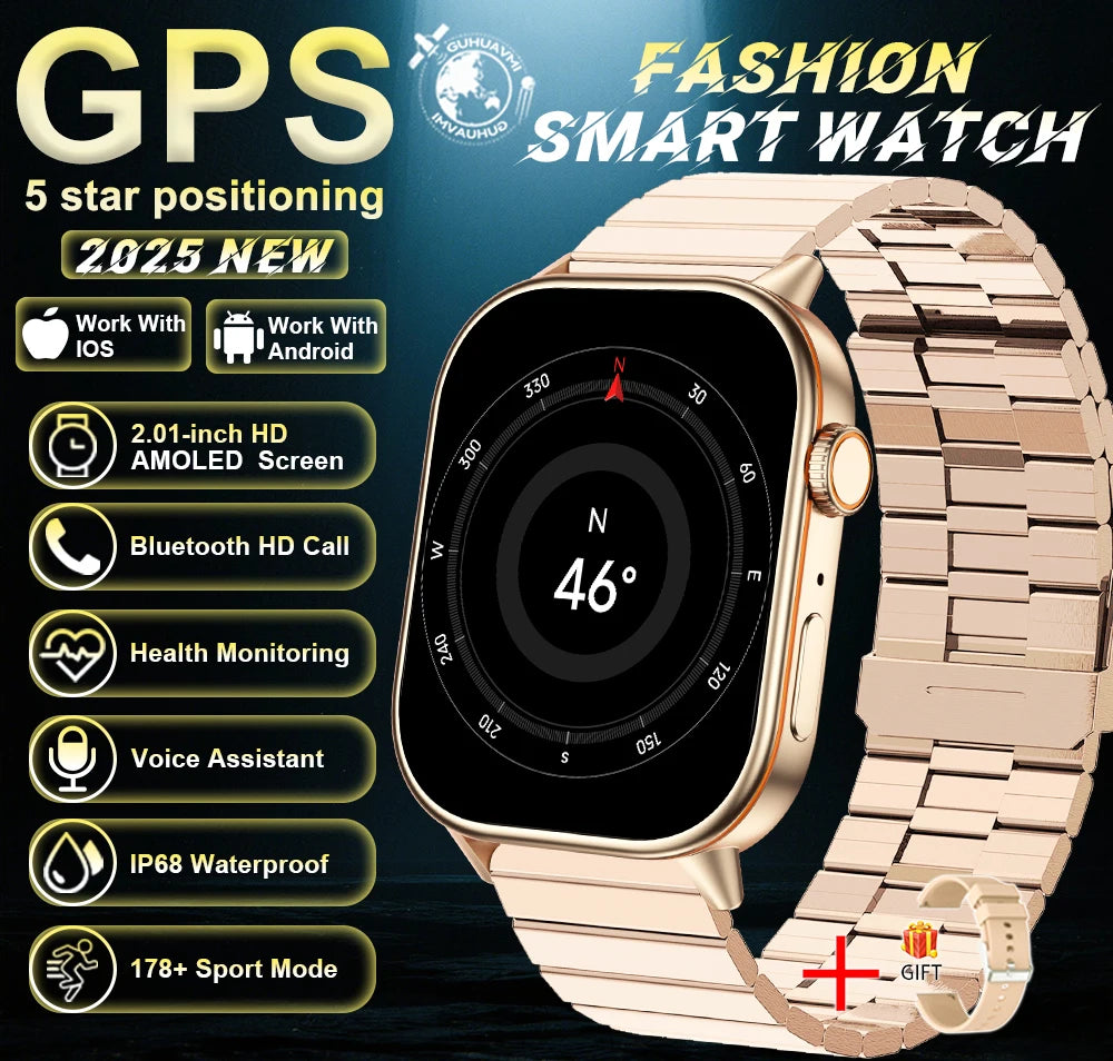 2025 Military GPS Smart Watch Men Flashlight Compass Waterproof Outdoor Sports Tracker Bluetooth Call Smartwatch For Android IOS