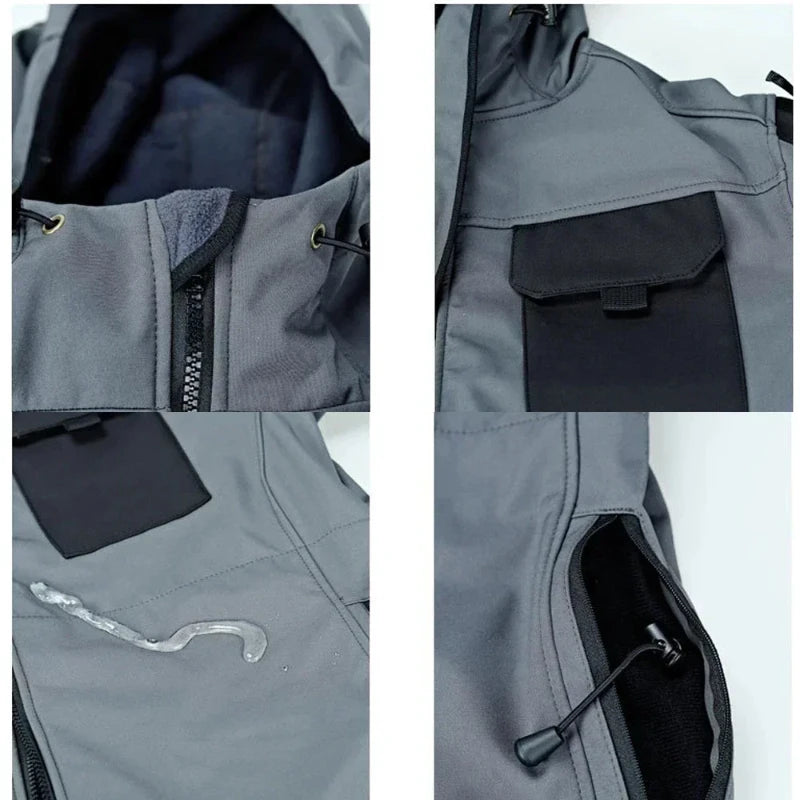 Hooded Tactical Jacket Men Army Training Wear-resistant Windbreaker Outdoors Camping