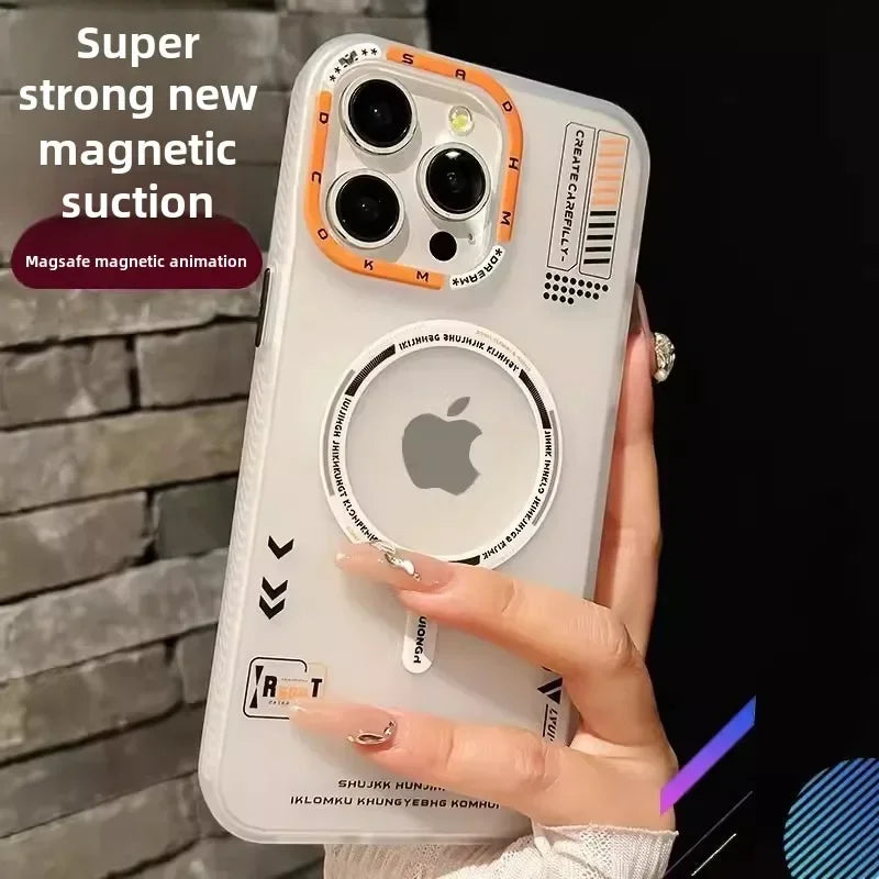 Magnetic Phone Case For iPhone 17 16 15 14 13 Pro Max Air Magsafe Wireless Charge Frosted Metal Lens Frame Buttons Cover