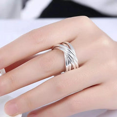 925 Sterling Silver Fine Five Circles Ring For Women Fashion Folk-custom Wedding