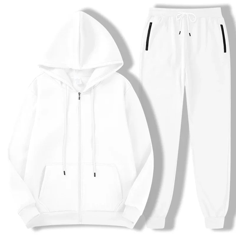 2025 Newest Men's Autumn Winter Collection Zip Hooded Sweatshirt and Trouser Two Piece Tracksuits