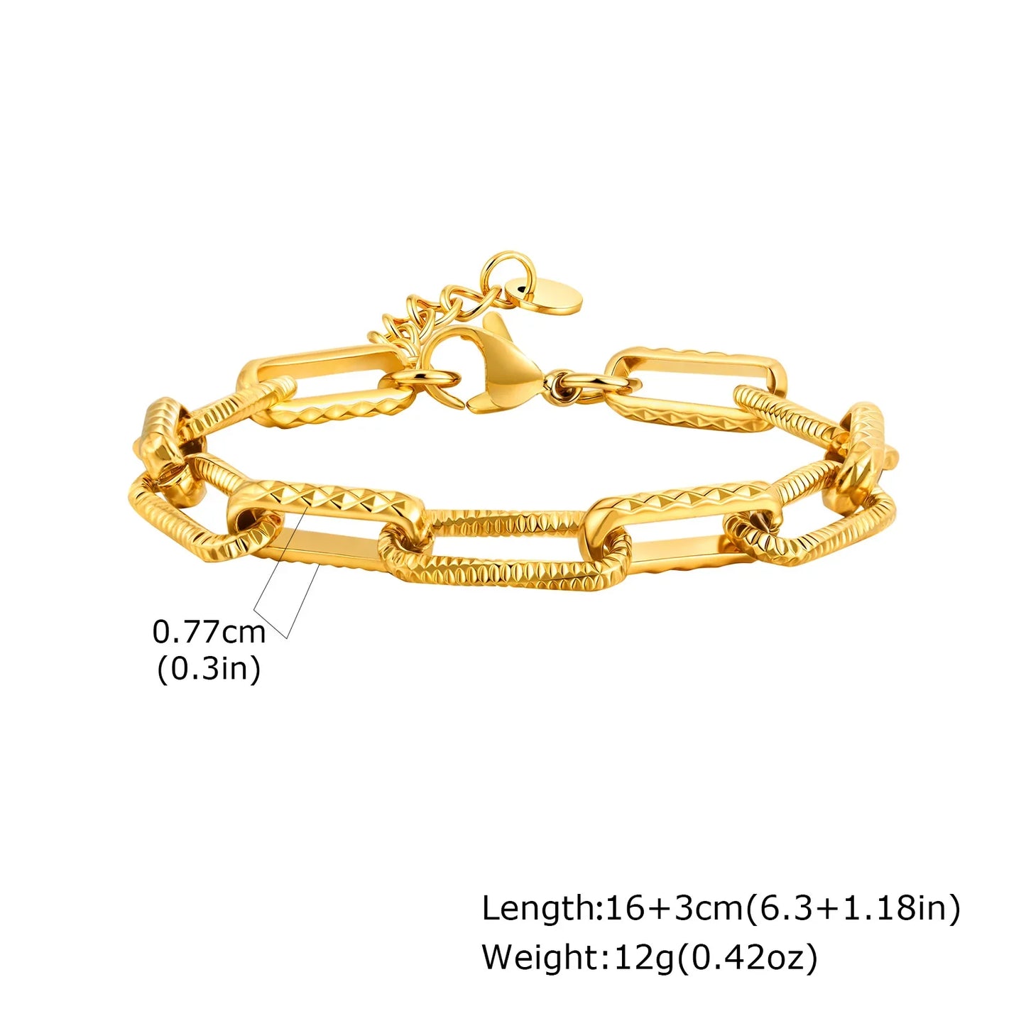 Chunky Bold Toggle Bracelets for Women, Stainless Steel OT Buckle Link Chain Bracelet Gold Plated Tarnish Free