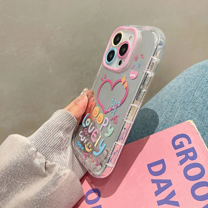 Lovely Girl Heart Mirror Phone Case For iPhone 11 12 13 14 15 16 Pro Max Shockproof