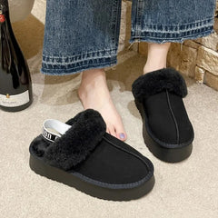 Winter Fashion Slippers Fashion Thick Fur Platform Flat Heel Women's Casual