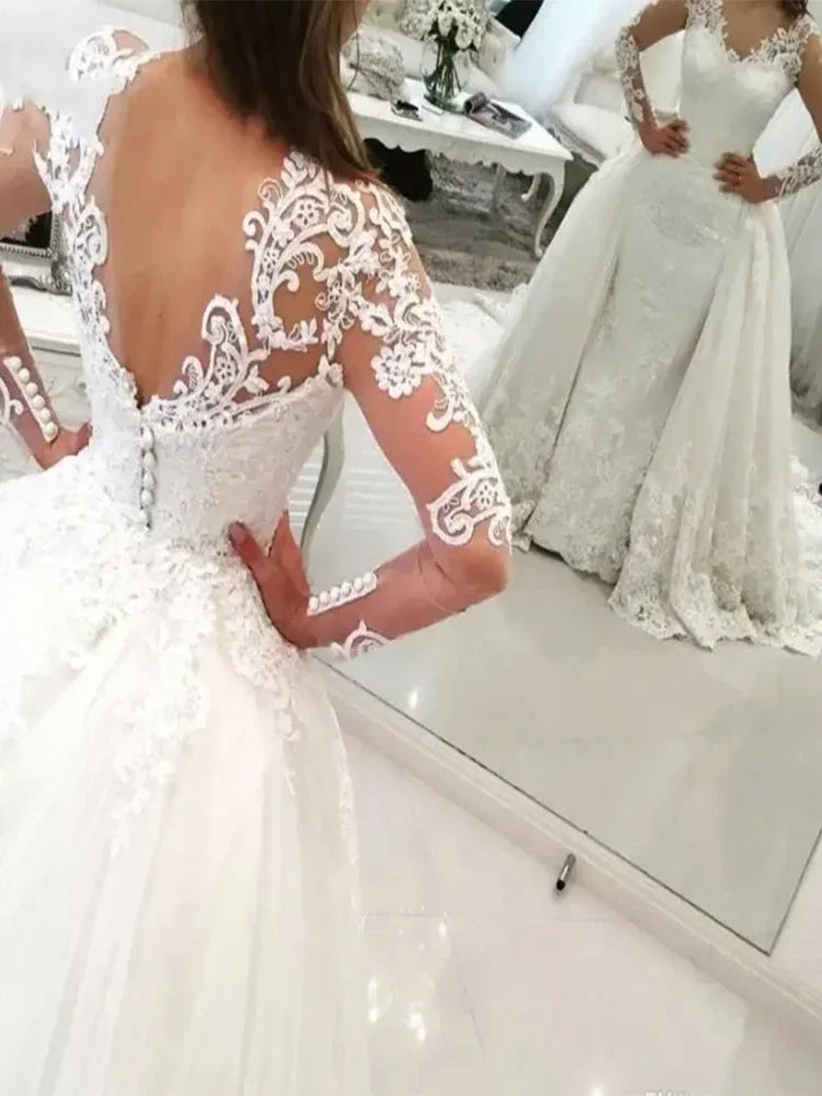White Bridesmaid Dresses: Wedding Dresses Lace Applique Saudi Arabia Long Sleeve