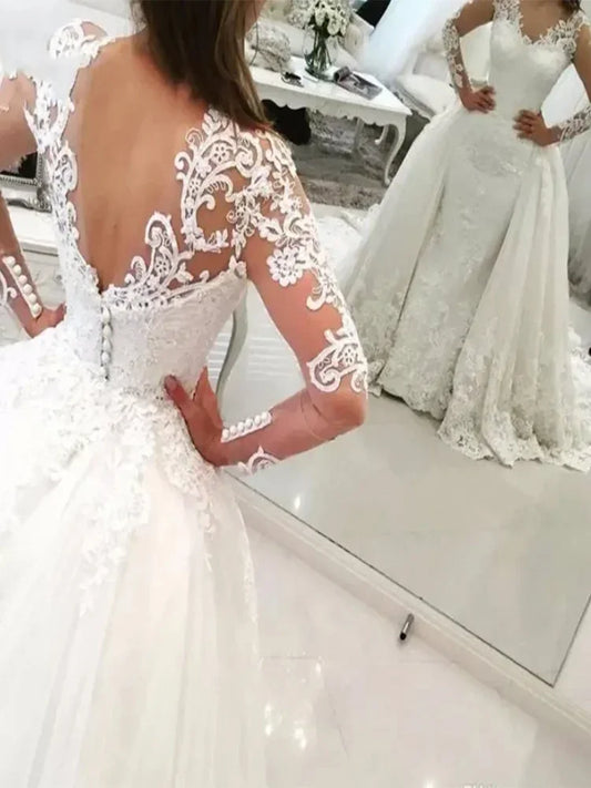 White Bridesmaid Dresses: Wedding Dresses Lace Applique Saudi Arabia Long Sleeve