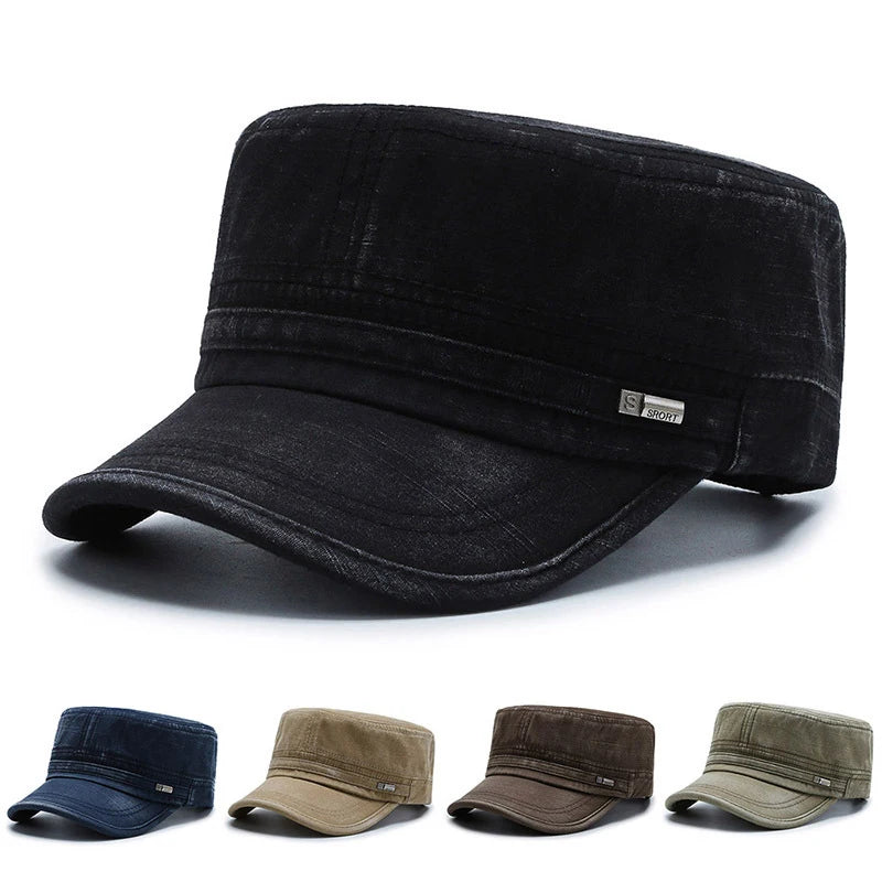 Men Women Army Hat Washed Cotton Military Hats Cadet Style Combat Caps