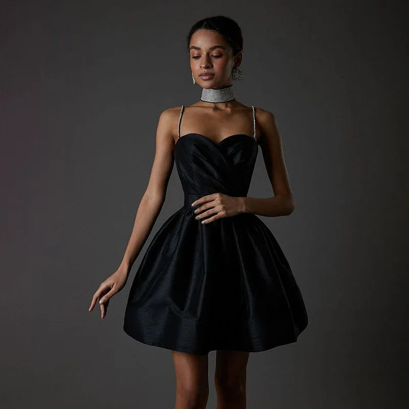 Evening Dresses: Women's Sleeveless Spaghetti Strap Mini Dress Ladies Y2k Retro