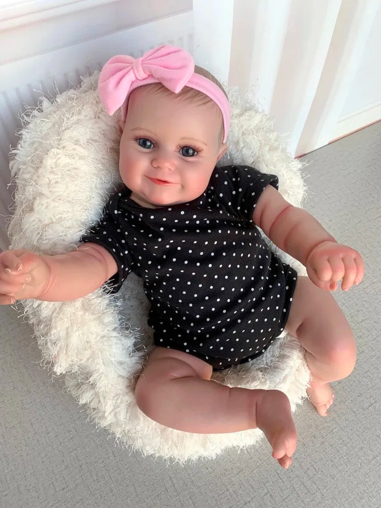 19Inch Already Finished Reborn Baby Doll Maddie Smile Girl Handmade 3D Skin Visible Veins Art Collection Doll Toy Figure Gift
