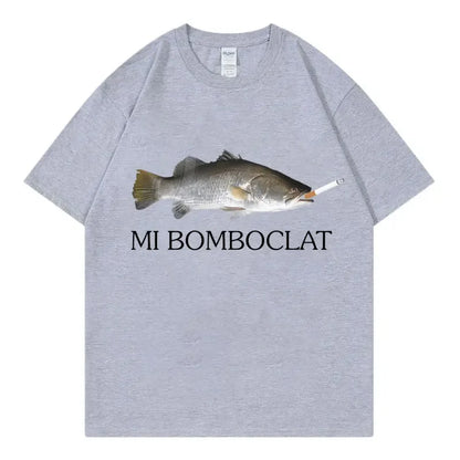 Funny Bomboclat Fish Meme T-shirt High Street Fashion Trend Y2k Short Sleeve T-shirts Women Harajuku Vintage Style T Shirts