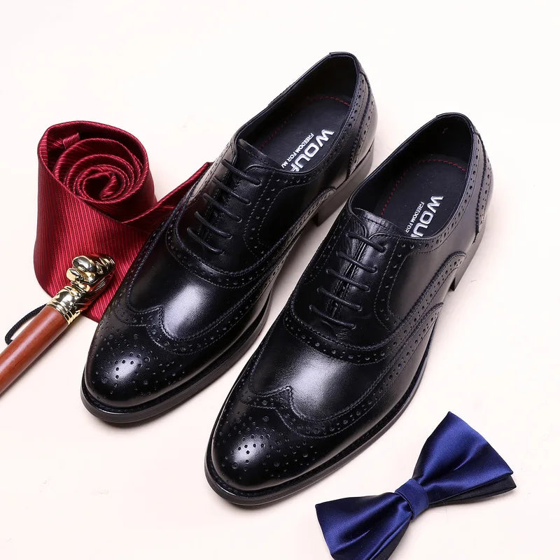 Luxury Italian Mens Formal Shoes Genuine Leather Handmade Quality Fashion Designer Brogues Wedding Social Shoes for Male Size 44