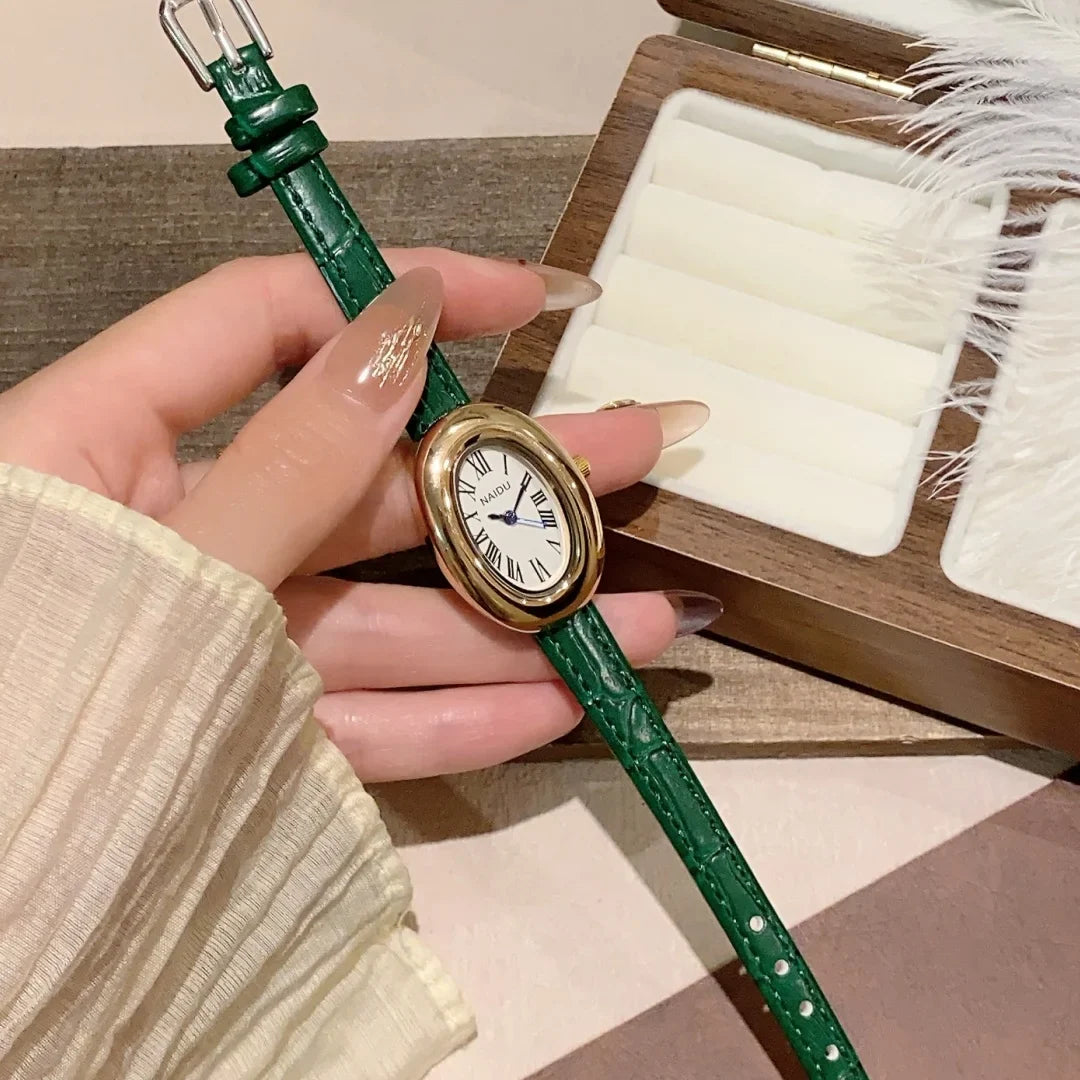 Fashion Oval Dial Women's Watch Casual Leather Band Analog Quartz Watches Female Wristwatch Dropshipping Clock Reloj De Mujer