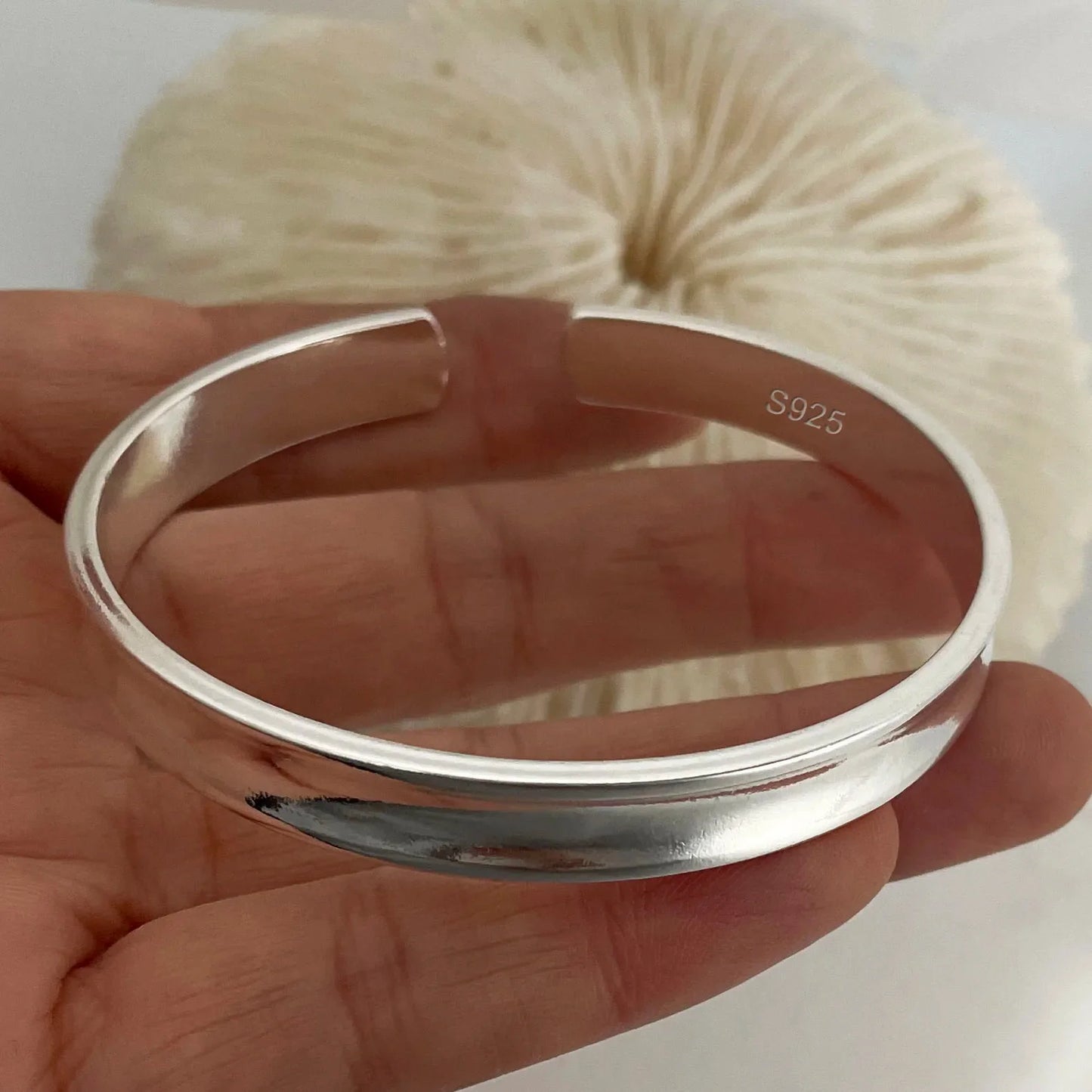 100% Solid 925 Sterling Silver Metal Bracelet for Women Men Vintage Handmade Simple Birthday Gift S-B451