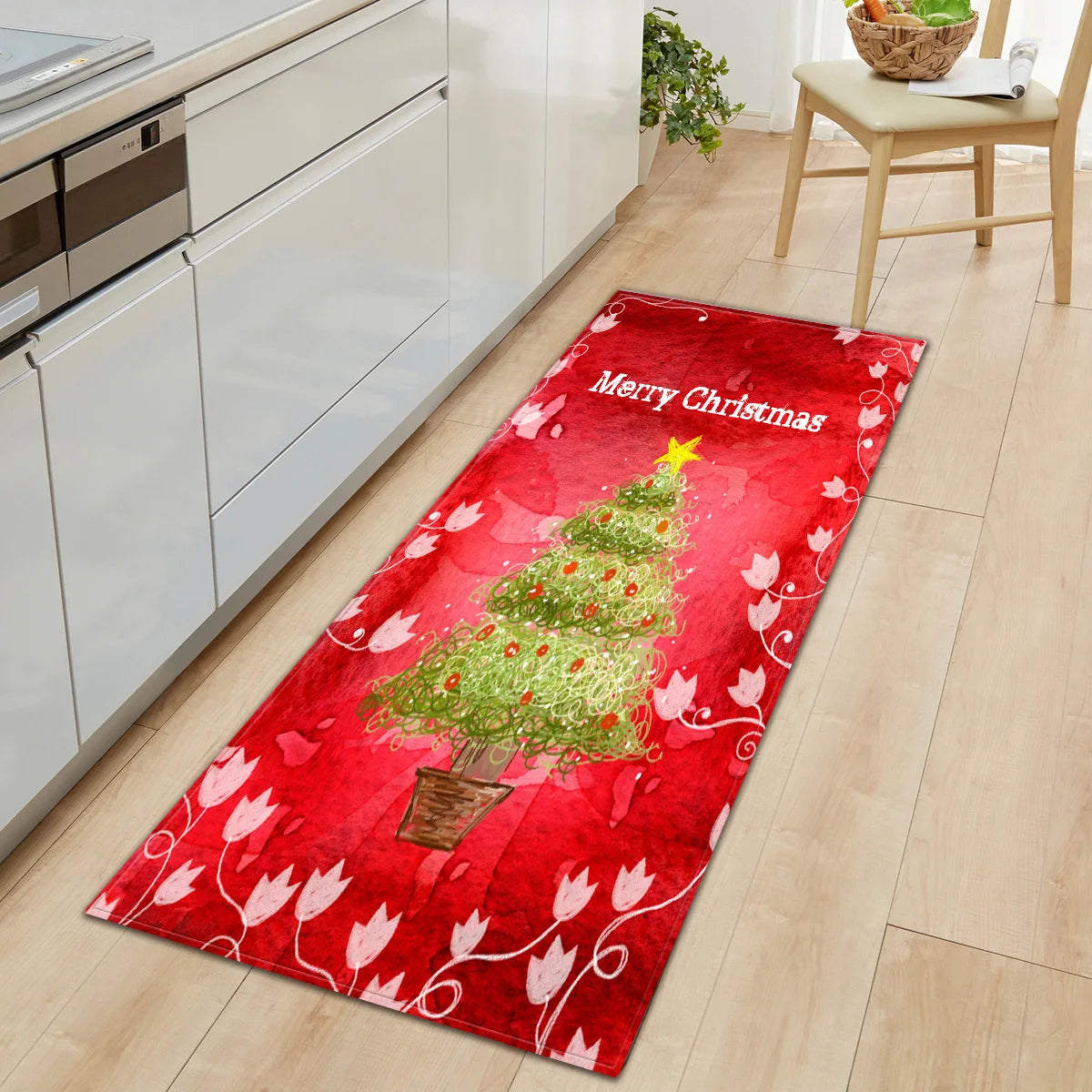 Christmas Kitchen Mats Entrance Doormat Decor Winter Xmas Hallway Balcony Rugs