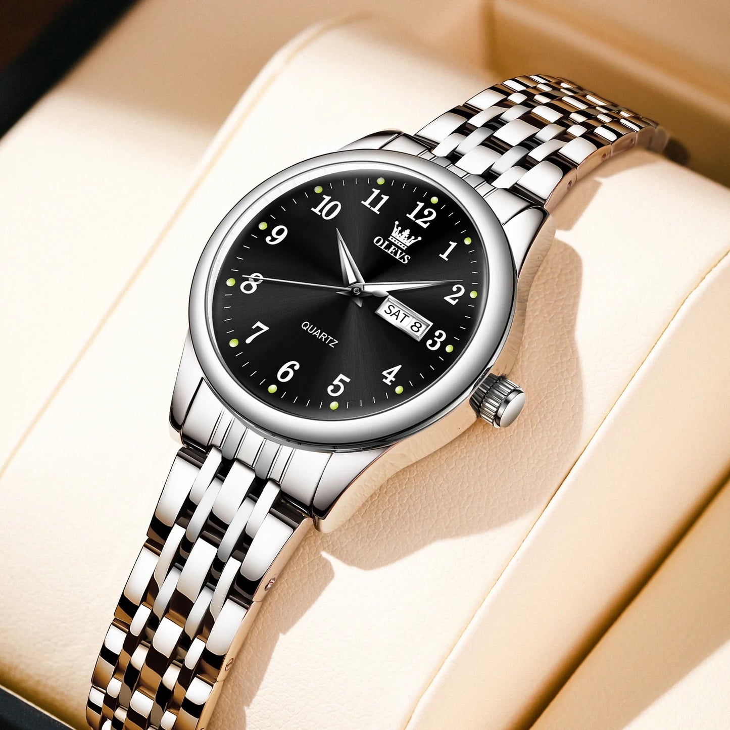 OLEVS Luxury Quartz Watch for Women Elegant Stainless Steel Women's Watches Gifts Waterproof Fashion Trend Simple Ladies Watch