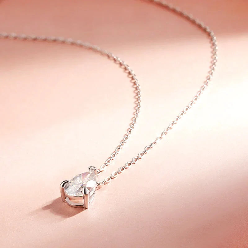 Smyoue Certified 1CT 2CT Pear Cut D VVS1 Moissanite Necklace for Women 18k Gold Plated Jewelry 100%  Sterling Silver 925 Pendant