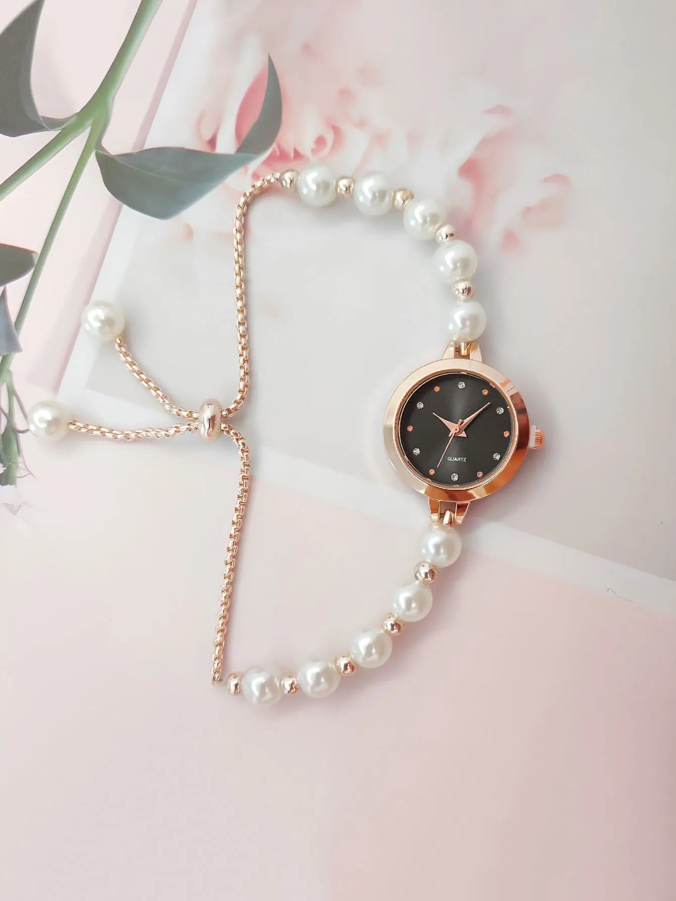 LUCKY FOX New Minimalist Style Pearl Bracelet Women Quartz Watch Fashionable Small Disc Design Light Luxury Jewelry Women Watch