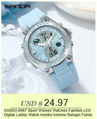 SANDA 6186 Simple Luxury Student Quartz Watch Clock Gift Outdoor Light Silicone Strap Wristwatch for Boy and Girl